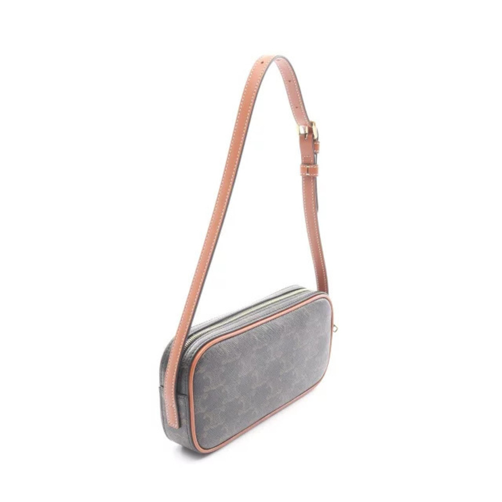 Celine Multicolor Leather Triomphe Black Brown Canvas Shoulder Bag Cuir Camera
